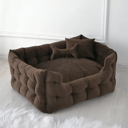 hondenmand velvet, hondenbed velours bruin