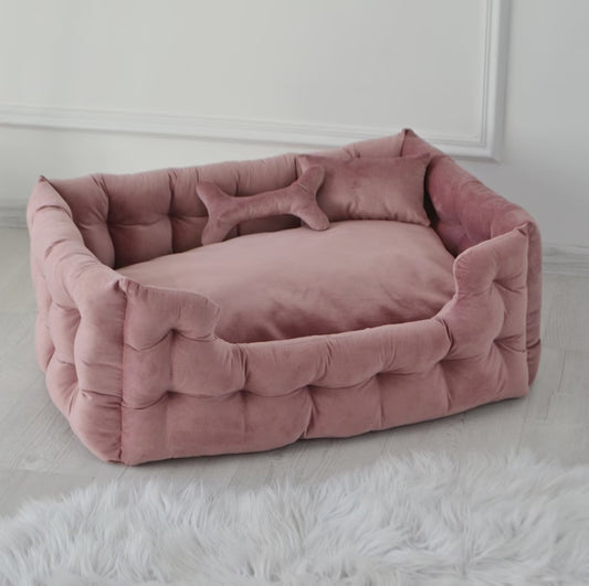 hondenmand velvet, hondenbed velours roze