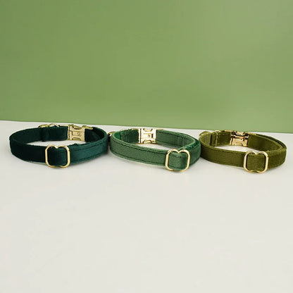 velvet halsband hond kat puppy met belletje groen