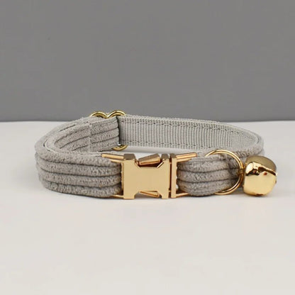 corduroy katten honden halsband met bel en strikje