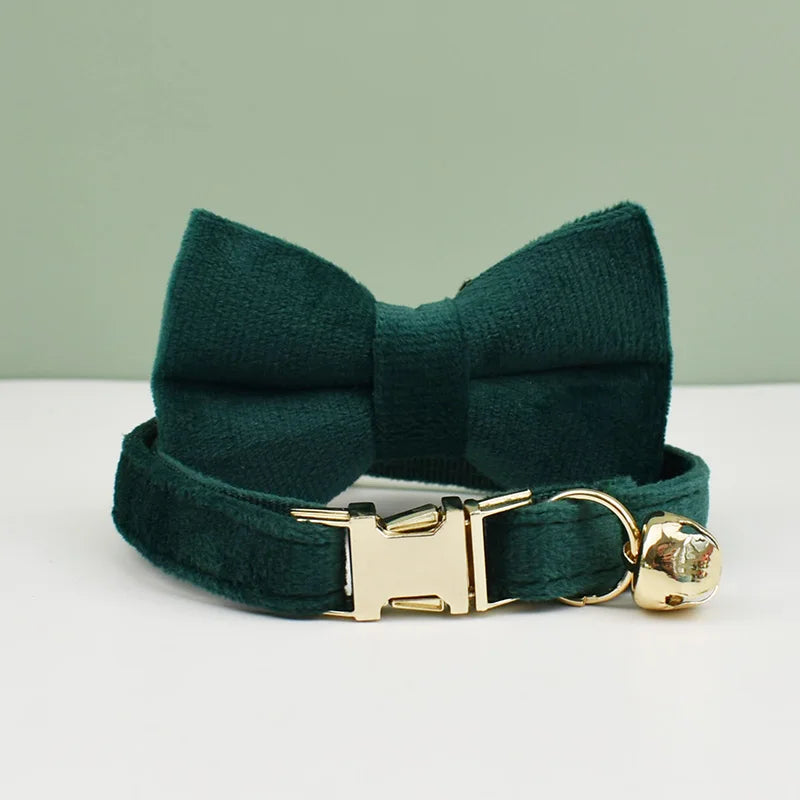 velvet halsband hond kat puppy met belletje jade groen