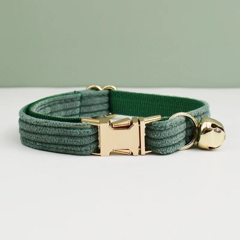 corduroy katten honden halsband met bel en strikje