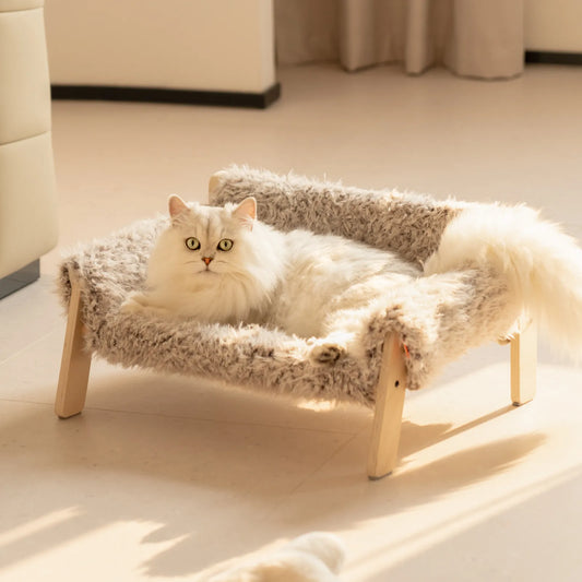 Kattenbed kleine hondenbed fluffy Luxe Hout