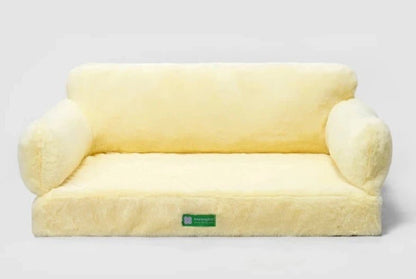 fluffy hondensofa, hondenmand, hondenbed geel