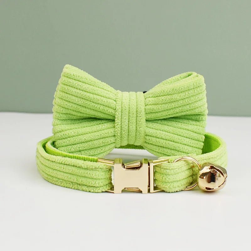 corduroy katten honden halsband met bel en strikje