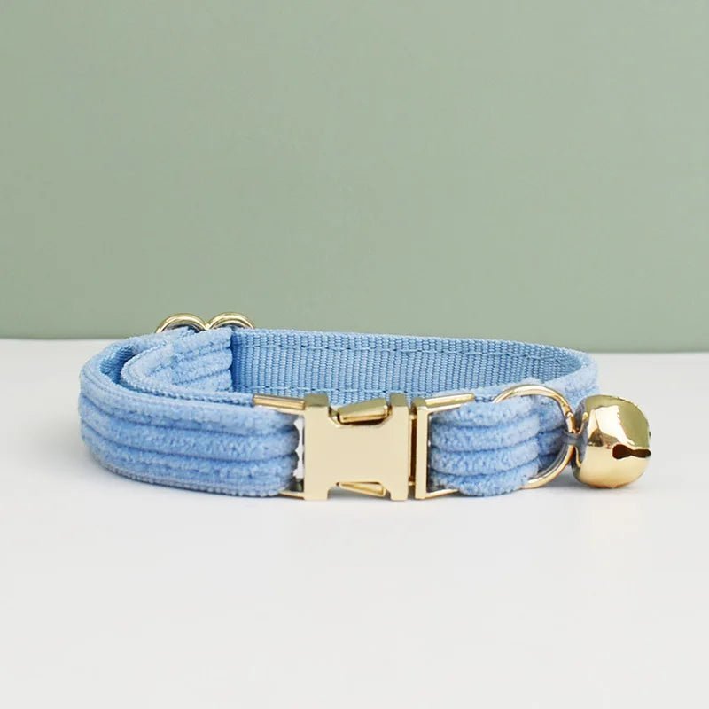 corduroy katten honden halsband met bel en strikje