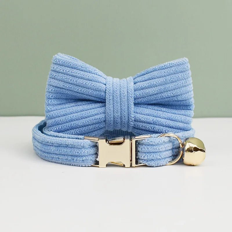 corduroy katten honden halsband met bel en strikje