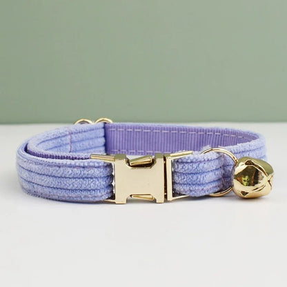 corduroy katten honden halsband met bel en strikje