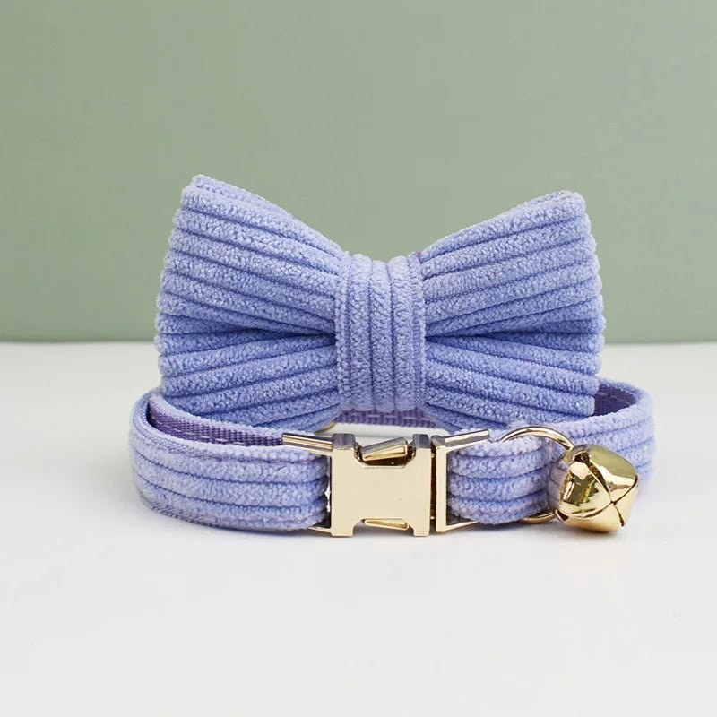 corduroy katten honden halsband met bel en strikje