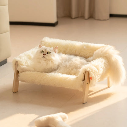 Kattenbed kleine hondenbed fluffy Luxe Hout