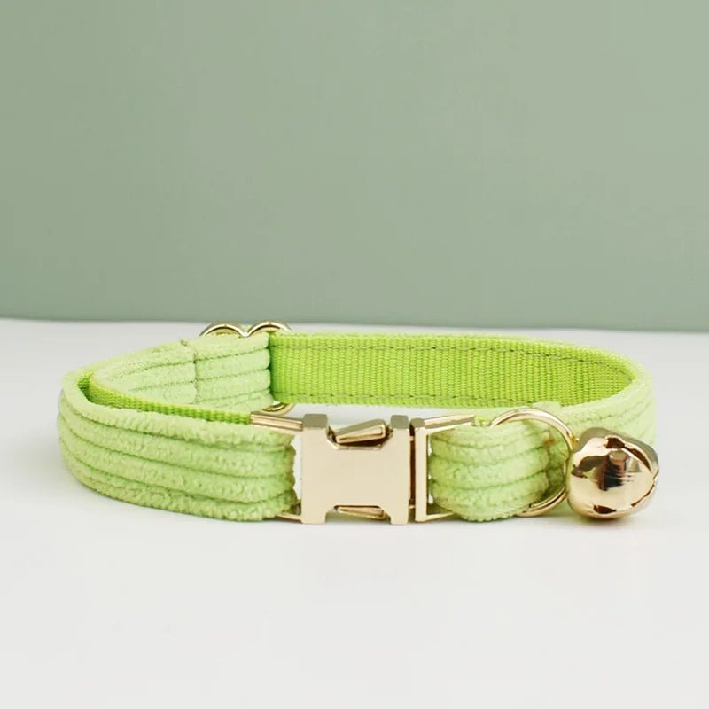 corduroy katten honden halsband met bel en strikje