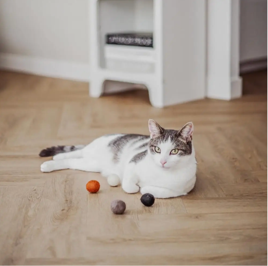 vilt kattenballetjes, viltballetjes kat speelgoed